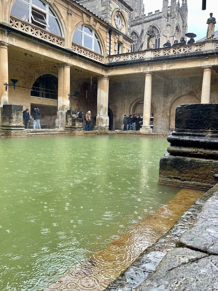 Rainfall in the Roman Bath in Bath England